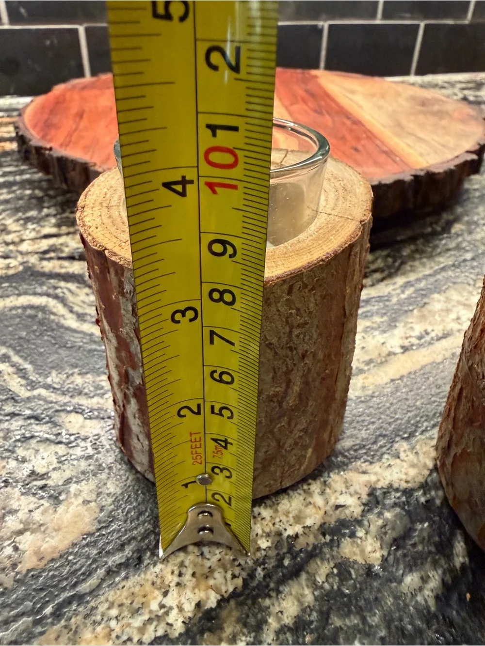 Rustic Lodge Cabin Wood Bark Votive Candle Holders - Natural Brown Centerpiece - Picture 4 of 15